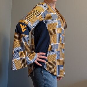 WVU collegiate bell sleeve blouse women's medium NWT